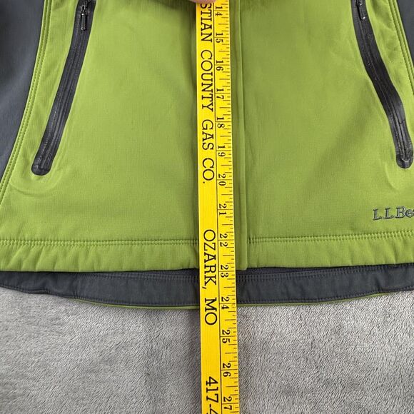 LL Bean Jacket Womens Medium Green Gray Softshell Full Zip Pit Zips Pockets - Picture 7 of 14